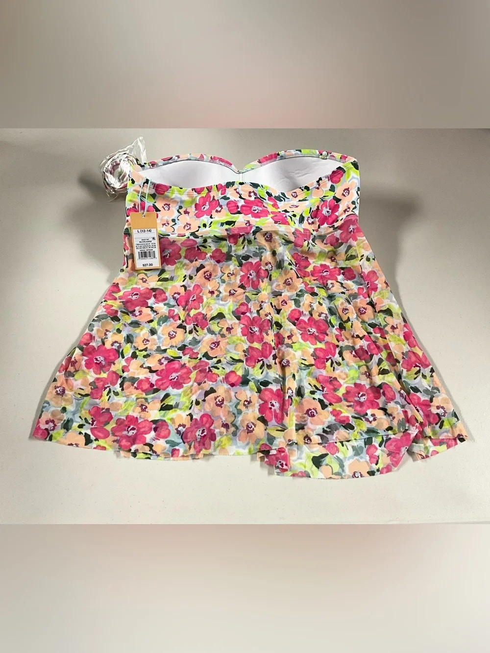 Kona Sol Floral Strapless in Pink, Peach, Yellow and Green Large